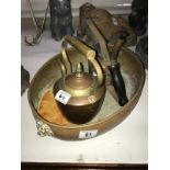 A copper bowl,