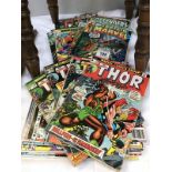 A collection of 1970s comics including: Thor, Nova 1, The Invaders, Captain Marvel etc.