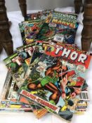 A collection of 1970s comics including: Thor, Nova 1, The Invaders, Captain Marvel etc.