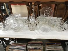 A quantity of glassware including bowls, jug & decanter etc.