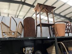 A 1930's bamboo side table etc.