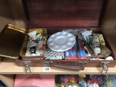 Wooden case of artists materials.