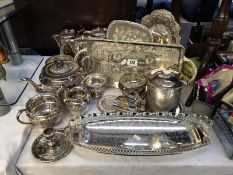A good lot of silver plate including teapot/milk jug and sugar bowl