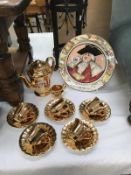 A 12 piece Wade gold coffee set & Royal Doulton 'The Mayor' Plate