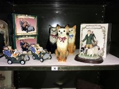 3 ceramic cats,