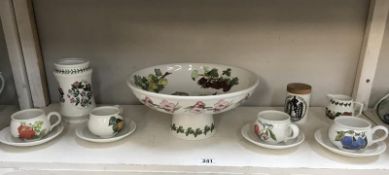 A quantity of Portmeirion tableware including a large footed fruit bowl