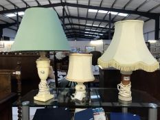 3 alabaster table lamps