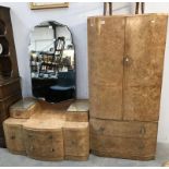 A burr walnut dressing table & wardrobe