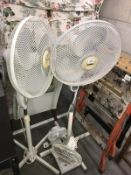 2 floor standing fans and 2 desk fans