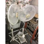 2 floor standing fans and 2 desk fans