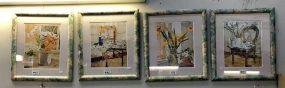 A set four framed and glazed still life studies.