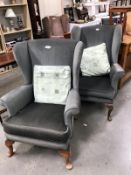 2 wing back armchairs