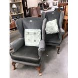 2 wing back armchairs