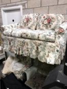 A 2 seater cottage settee and a Parker Knoll wing arm chair