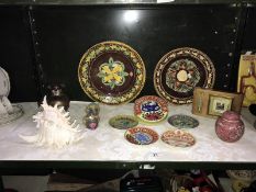 A quantity of miscellaneous items including plates, shell and vase etc.