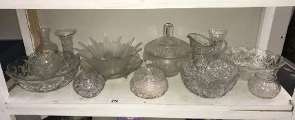 A quantity of glassware including lidded bowls etc.