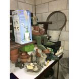 A pressure sprayer and a garden kneeling stool etc.