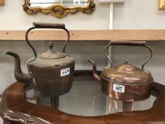 A Victorian copper kettle & 1 other