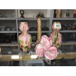 4 art glass vases