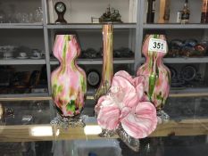 4 art glass vases