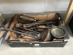 Large box of tools, including spanners, boring drills etc.