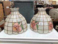 A pair of large Tiffany style lampshades with metal frame & plastic panels