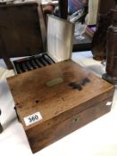 A Victorian mahogany writing box and a cased set of cutlery