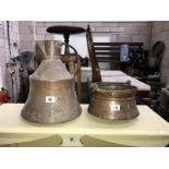 A copper bucket/pot and a large copper jug