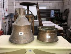 A copper bucket/pot and a large copper jug