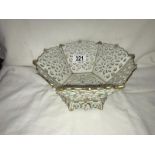 An old 6 sided fretted china bowl - no markings