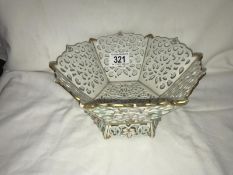 An old 6 sided fretted china bowl - no markings