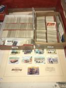 2 small boxes and display card of cigarette and trade cards including Wills, Lego, Brooke Bond,