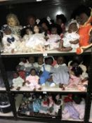 Over 40 assorted dolls including plastic baby dolls and porcelain headed collector's dolls (3