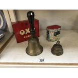 An old brass school bell,