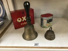 An old brass school bell,