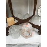 Six 1930's glass lamp shades & 1 other