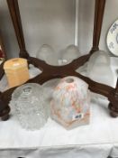Six 1930's glass lamp shades & 1 other