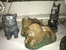 4 concrete garden animal ornaments