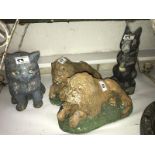 4 concrete garden animal ornaments