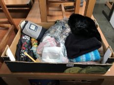 A box of miscellaneous including scarves