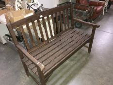 A wooden garden bench