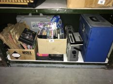 A quantity of vintage tapes, cassettes, records and other misc.