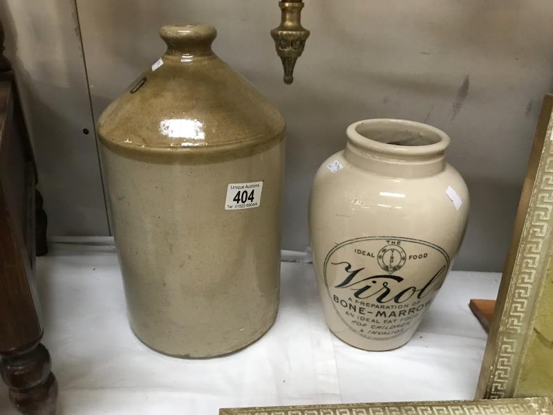 Stoneware virol vase and flagon marked SRD