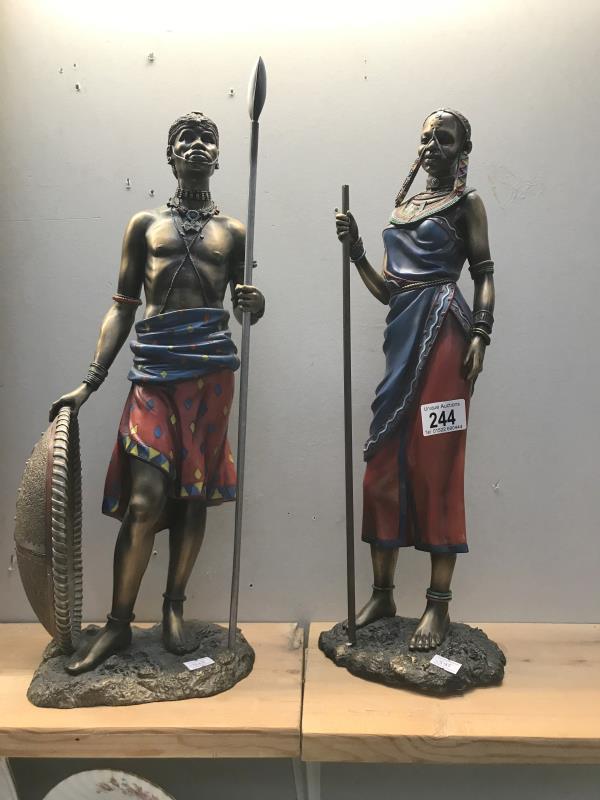 A male and female Masai warrior figures