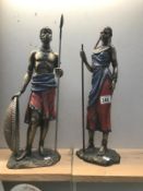 A male and female Masai warrior figures