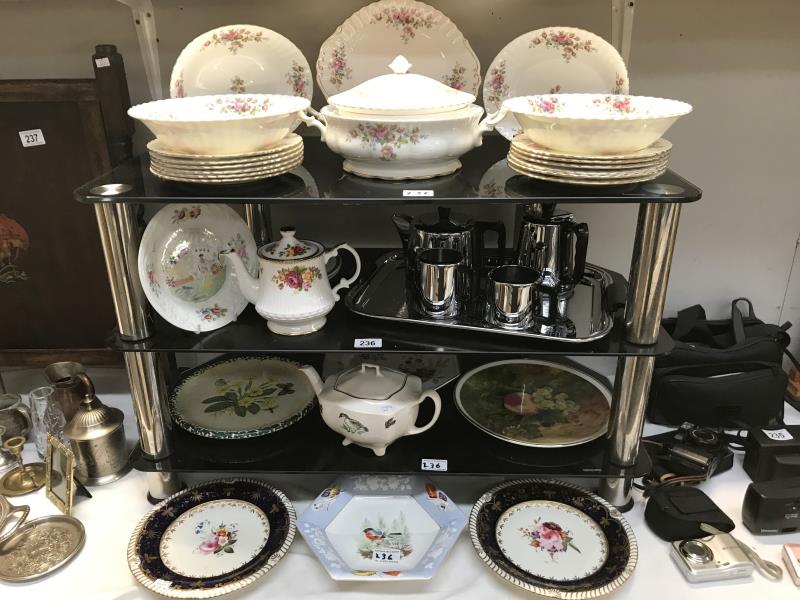 Royal Albert Moss Rose part dinner set, chrome plate tea set etc.