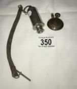 Trench art lighter and WWI gas whistle (the acme siren)