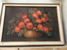 A large signed (indistinct) still life oil on canvas