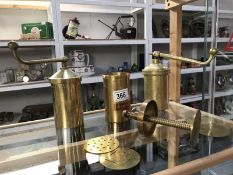 3 unusual brass kitchen implements (grater/press/shredder)