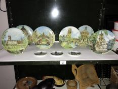 6 cabinet plates 'specially commissioned paintings of Oxford' and 3 small plates